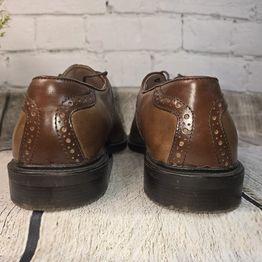 FLORSHEIM MENS BROWN LEATHER OXFORD DRESS SHOE LACE UP SIZE 11